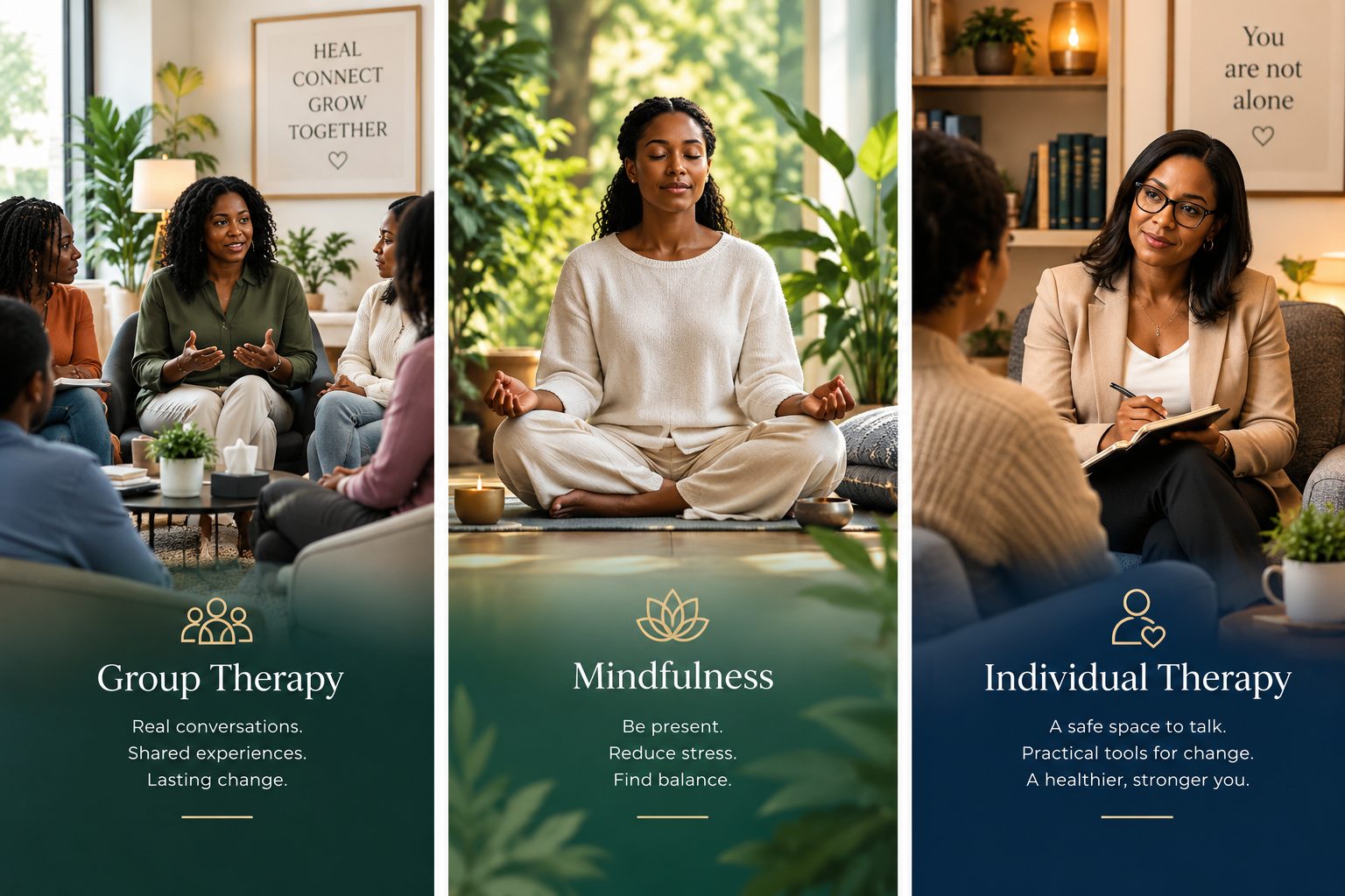 Group therapy, mindfulness and individual therapy
